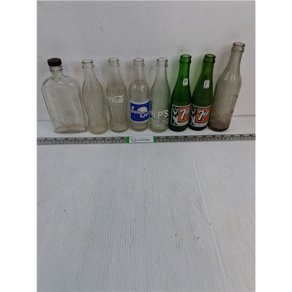 (8) Vintage Liquor and Soft Drink Glass Bottles