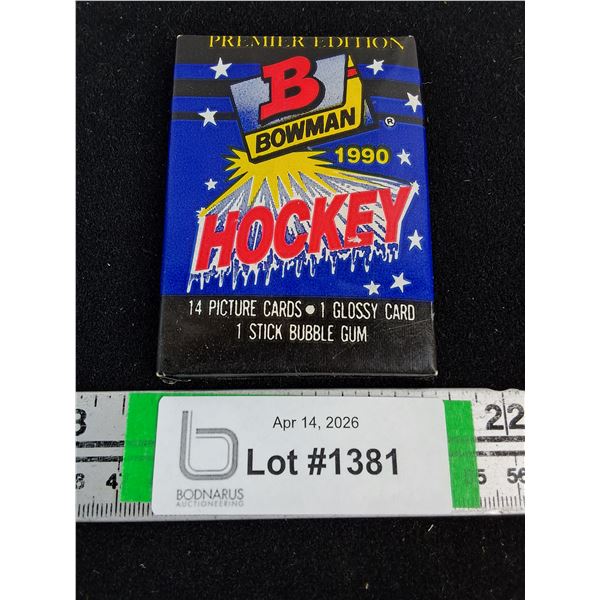 (1) 1990 Bowman Unopened Package of Hockey Cards
