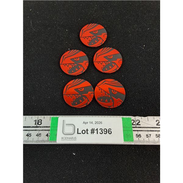 (5) Official Groudon Red Holo Collectible Coins from Pokemon Game-Cannot Authenticate