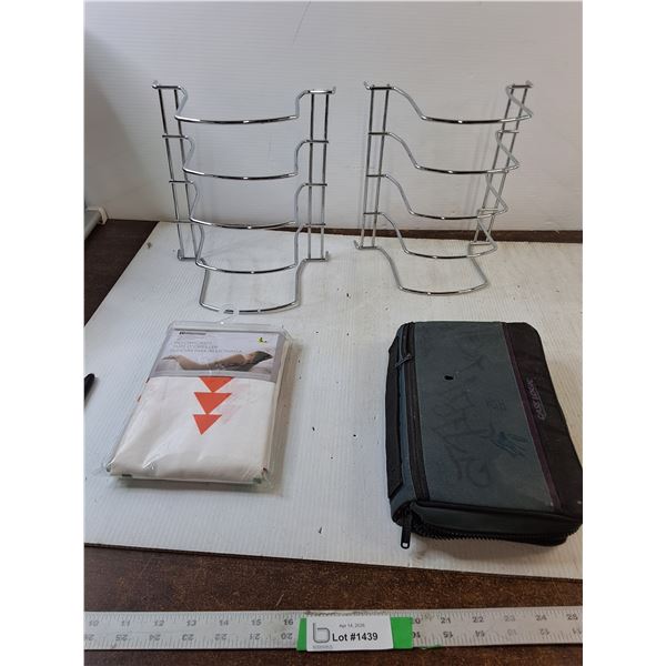 (2)(NIB) Pillow Cases, 2 Book Racks, Mini CD binder