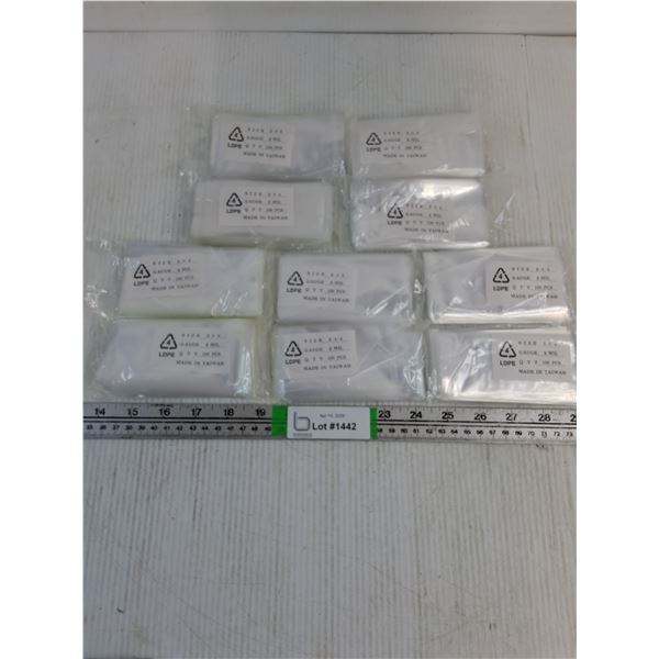(10) Pkgs. of Clear Plastic Bags for Packing and Storage-2"x4"-100 Pieces per Pack