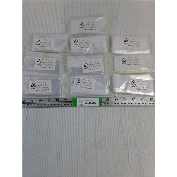 (10) Pkgs. of Clear Plastic Bags for Packing and Storage-2"x4"-100 Pieces per Pack