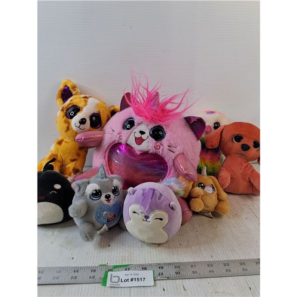 (8) Childrens Assorted Decal Plush Toys