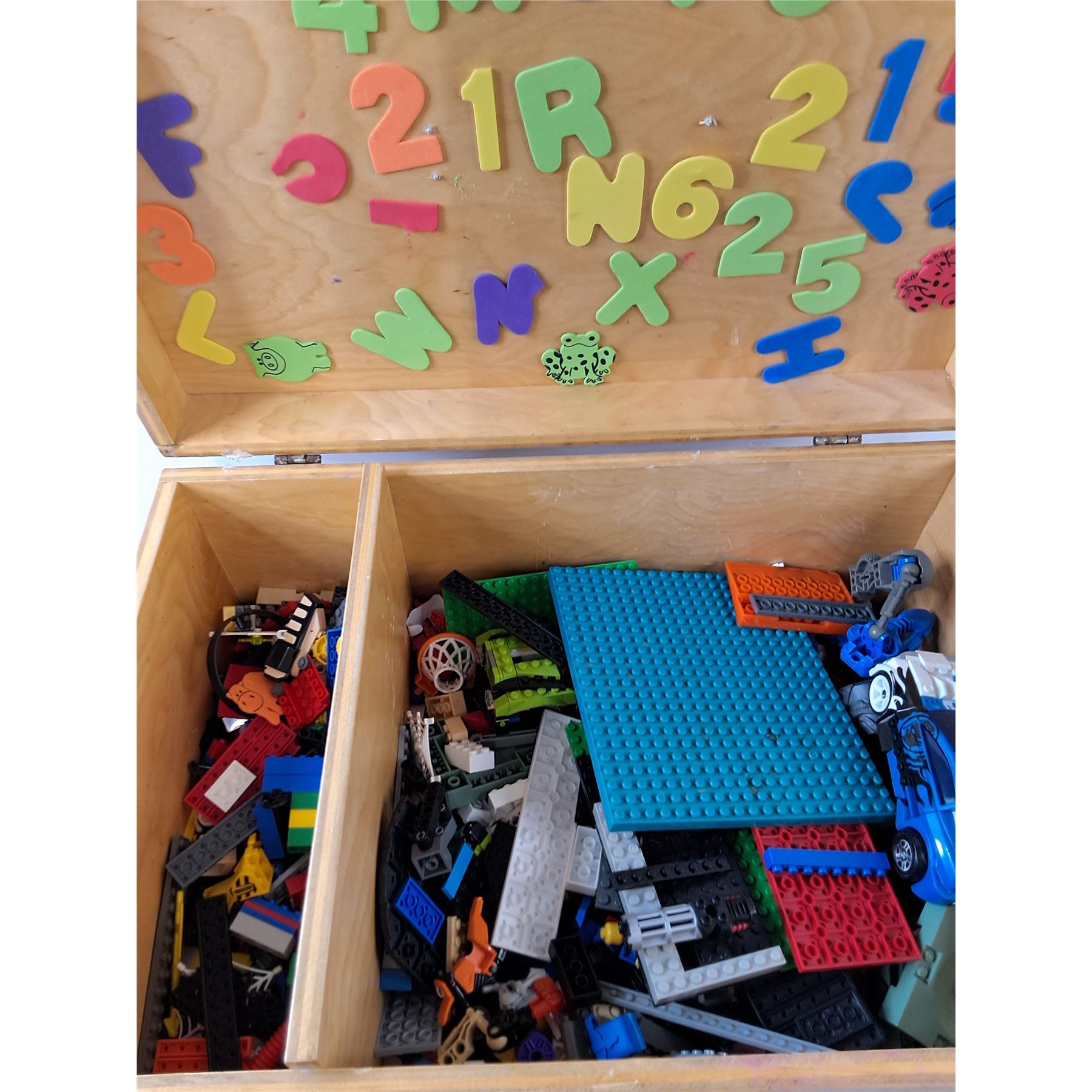 Childrens Wooden Chest With Assorted Lego Pieces and Toys - PICK UP ...