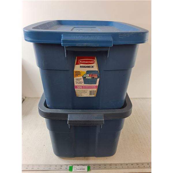 (2) Blue Rubbermaid Roughneck 53 L Bins-Cannot Ship
