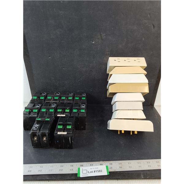 (10) Used '30-Amp 2-Pol' Circuit Breakers & (8) Wall Plugin Adapters