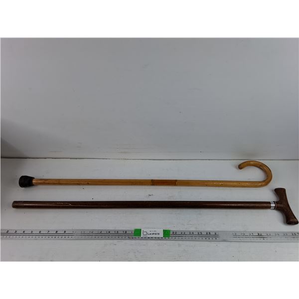 (2) Wooden Canes 34" - PICK UP