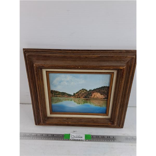 Wood Framed Lakeview Wall Art Painting 17" x 15"
