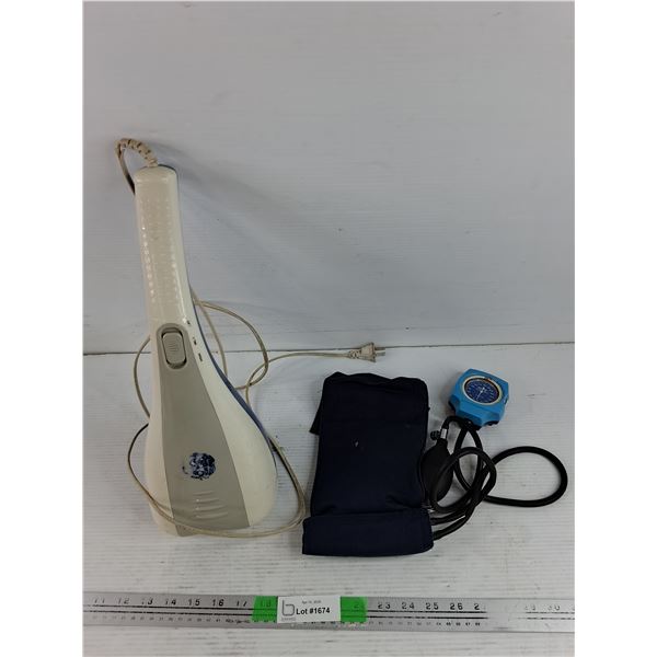 Accu Tru Sphygmomanometer, Vibro Dual Tapper Massager - Powers On, As Is
