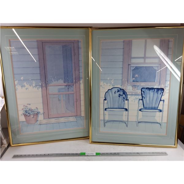(2) Metal Framed Wall Art Prints 31" x 24" - PICK UP