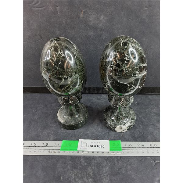 (2) Marbled Egg Ornaments - Damaged