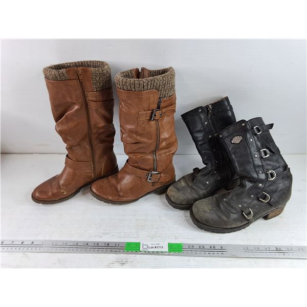 Insulated Winter Leather Boots - Size 8, Harley Davidson Boots - Size 8