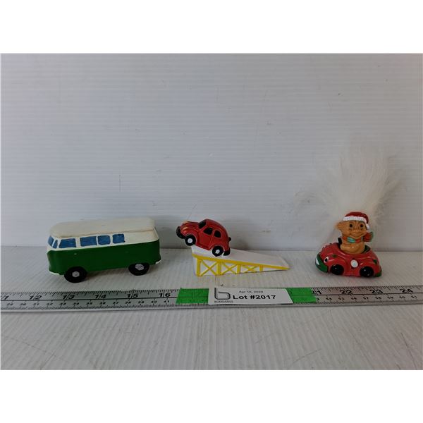 Volkswagen Door Stopper, Pullback Trolls Beetle & Wooden Bus Figurine