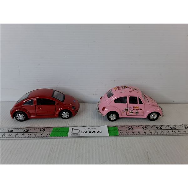 (2) Die Cast Pullback Volkswagen Beetles Approx. 1:32 Scale