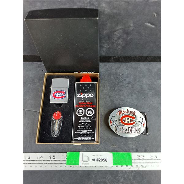 Montreal Canadians Belt Buckle and Zippo Lighter Kit, PICKUP ONLY