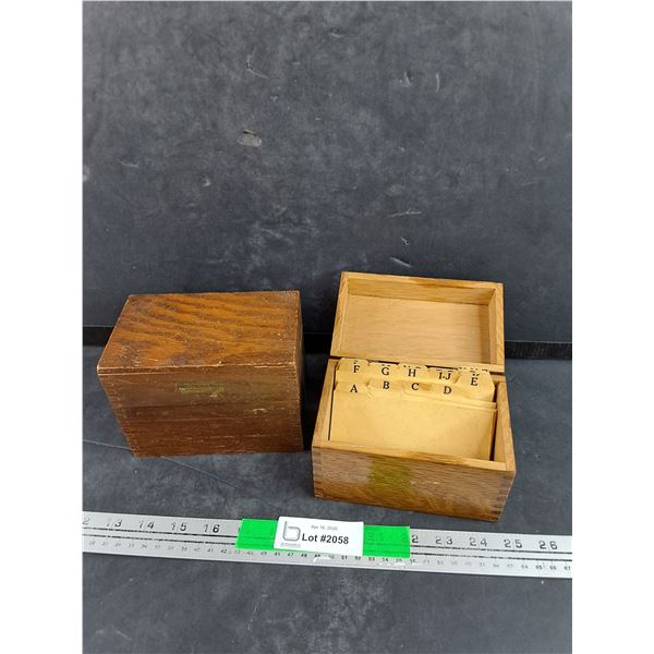 (2)  Vintage Wooden File Card Boxes 6" x 4" x 4"