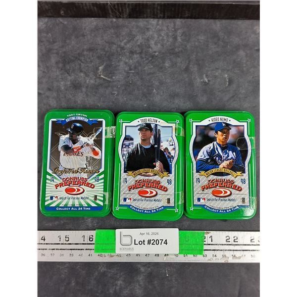 (3) Donruss Preferred Tin Card Cases - Empty