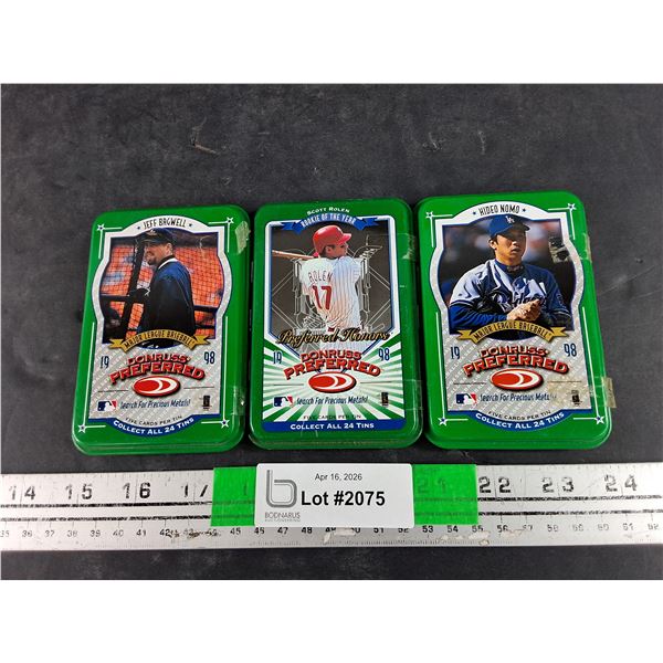 (3) Donruss Preferred Tin Card Cases - Empty
