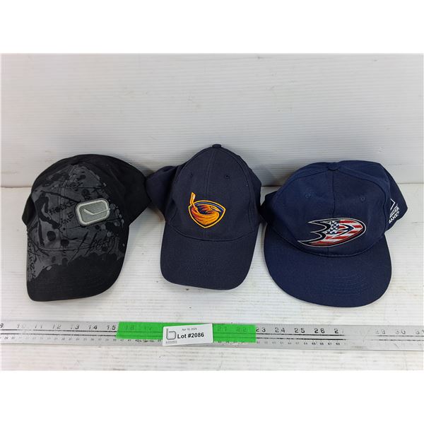 (3)  Hockey Logo Team Ball Caps - Size Universal