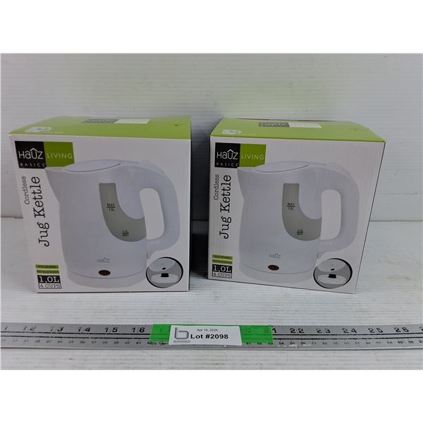 (2) Hauz Basics 4 Cup Kitchen Coffee/Tea Cordless Jug Kettles - Sealed