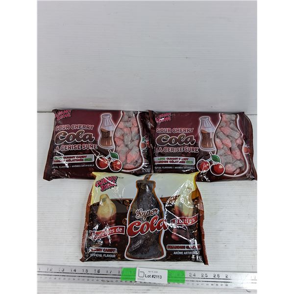 (3) Gummy Zone 1kg Sour Cherry Cola & Super Cola Candy, Expired in Late 2025