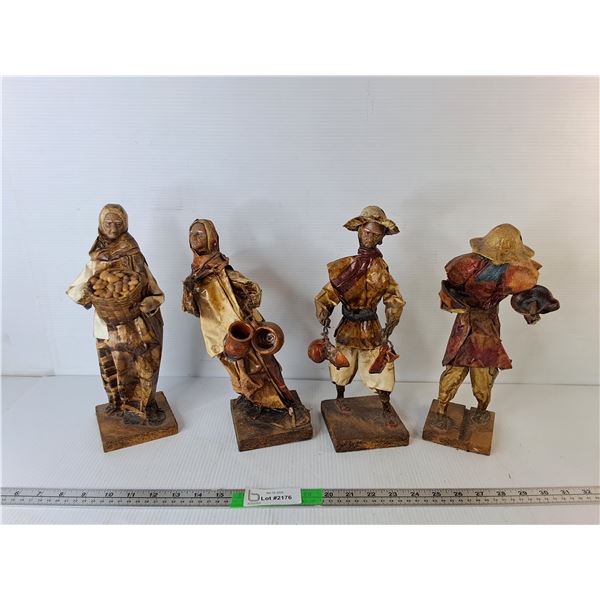 (4) Paper Mache Mexican Folk Art Figurines Up to 13"