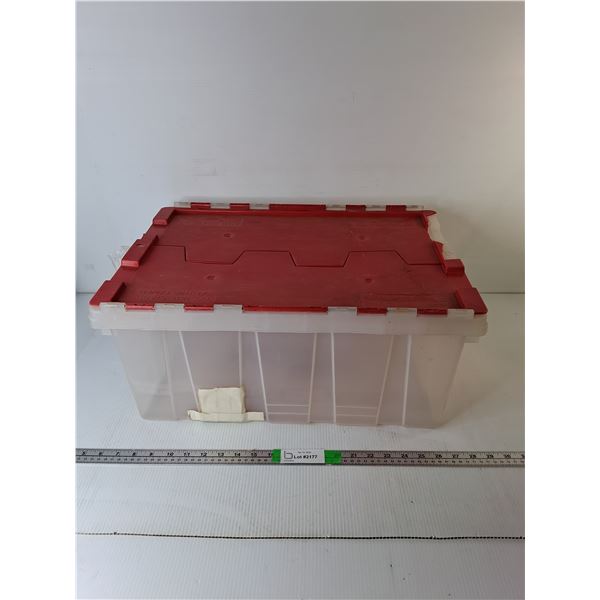Plastic Storage Tote with Folding Lid 21.5" x 15.5" x 9.25"- As Is - PICK UP ONLY