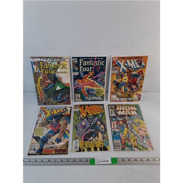 (6) Comics- X-Men, Fantastic Four, Iron Man