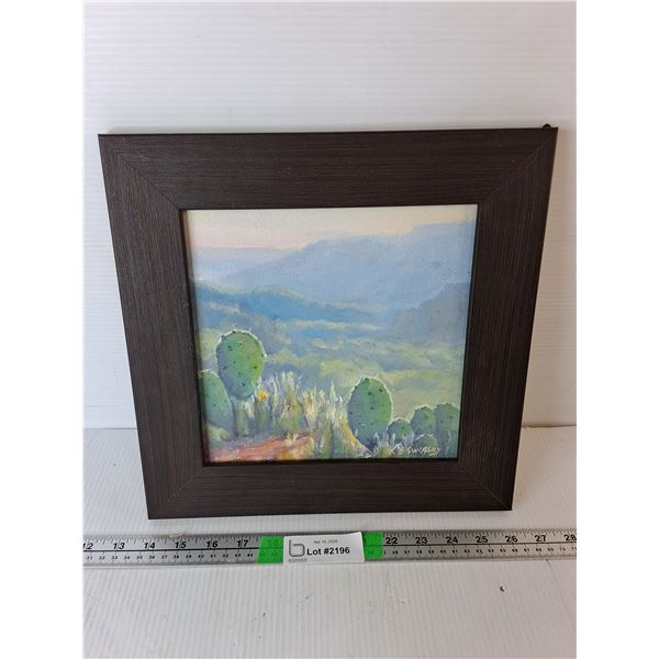 Framed Cactus Painting 12.5"