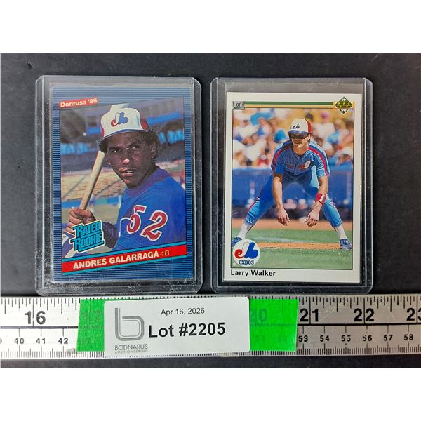 Montreal Expos Andreas Galarraga Rookie & Larry Walker Cards- Cannot Authenticate