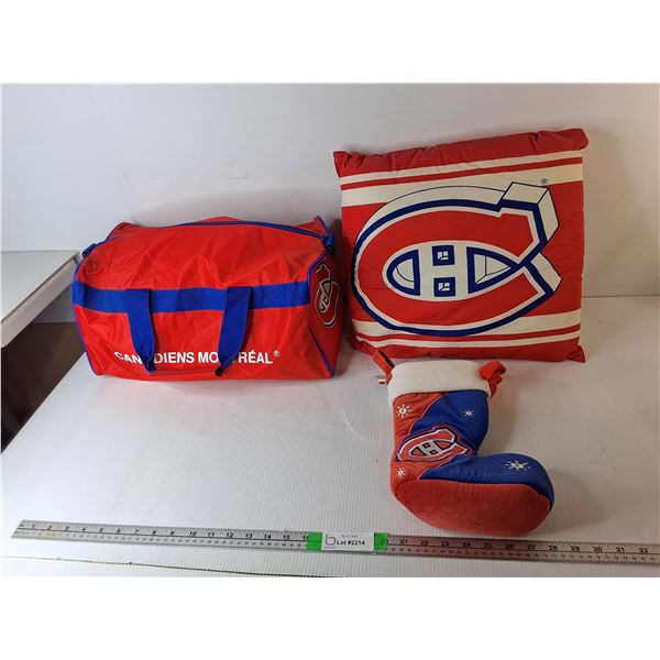 Montreal Canadiens Stocking, Duffel Bag & Throw Pillow