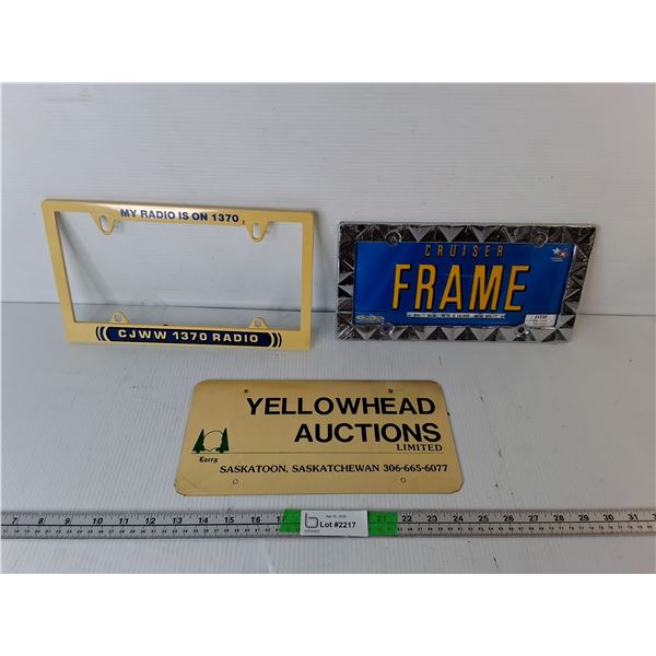 Yellowhead Auctions License Plate & (2) Frames