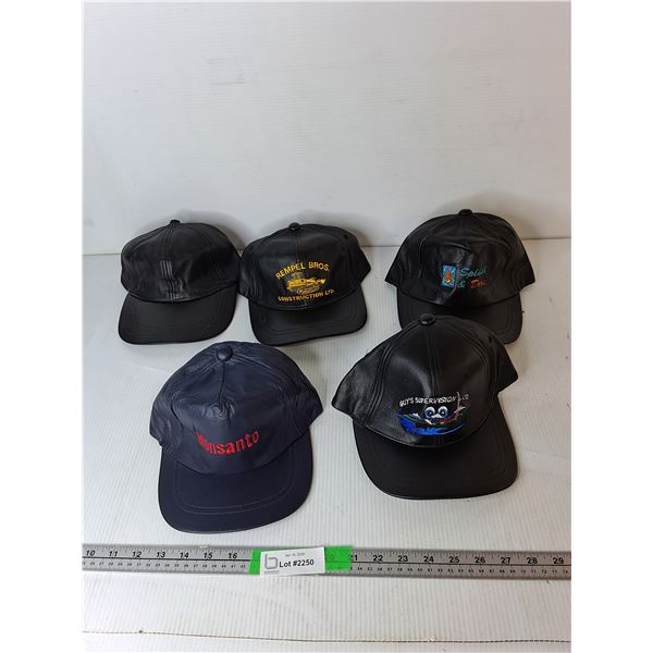 (5) Leather Style Hats- Monsanto, Rempel Bros. Construction, Misc.
