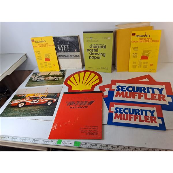 Shell & Security Muffler Stickers, Sketchbook, Tracing Paper, Misc.
