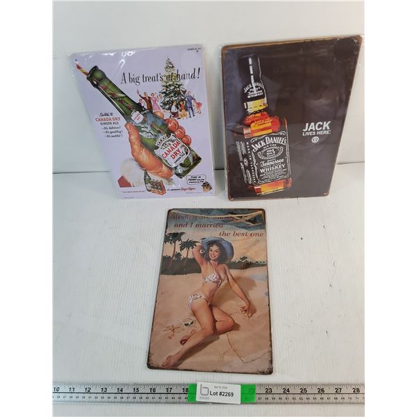 Canada Dry, Jack Daniels & Husbands Metal Signs 11.75" x 7.75"