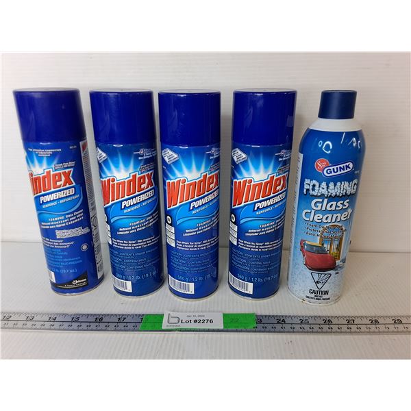 (5) Bottles of Foaming Glass Cleaner- Four Full - CANNOT SHIP