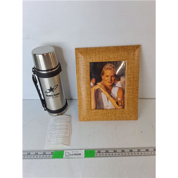 Wicker Style Photo Frame 11" x 9" & Stainless Steel Thermos