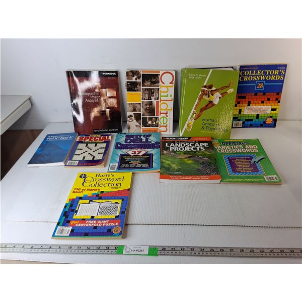 Book Lot- Crossword Puzzles, Landscape Projects, Human Anatomy & Physiology Textbook, Misc.