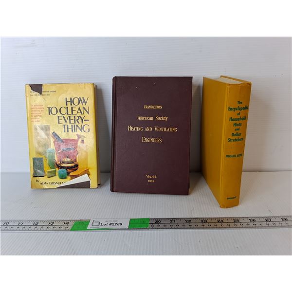 (3) Vintage/Near Vintage Books- How to Clean Everything, Heating & Ventilating Engineers, Dollar Str