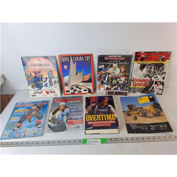 Guy Lafleur Book, Hockey Magazines & CAT Motor Grader Promotional Booklet