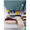 Image 2 : (2) Laundry Hampers, Tupperware Salt & Pepper Shakers, Butchers Knife, Avengers Assembly Model, Misc