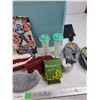 Image 4 : (2) Laundry Hampers, Tupperware Salt & Pepper Shakers, Butchers Knife, Avengers Assembly Model, Misc