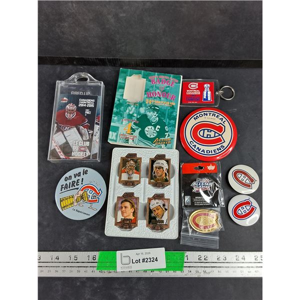 24kt Gold Plated Hockey Player Pins, Montreal Canadiens Lapel Pins & Collectibles