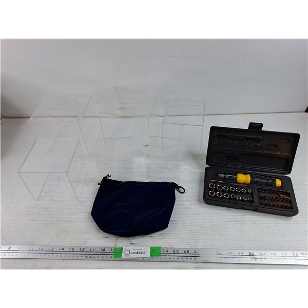 Plastic Stands, Small Bag & Driver Bit Set