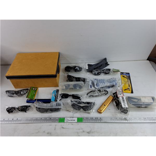 Assorted Sunglasses & Reading Glasses, Storage Box 12" x 9" x 5"