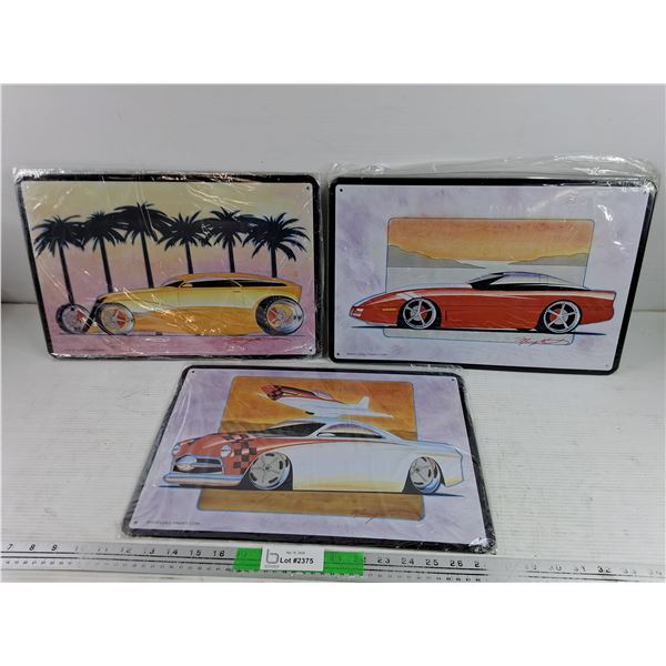(3)  Metal Car Signs 16" x 11"