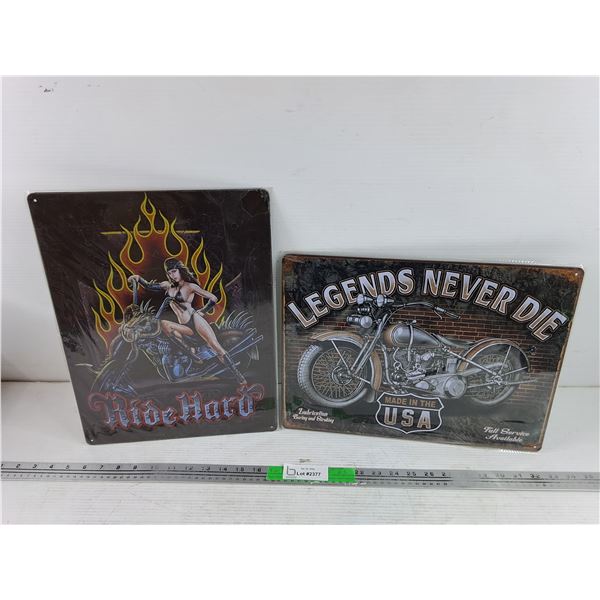 Ride Hard & Legends Never Die Metal Signs 16" x 11"