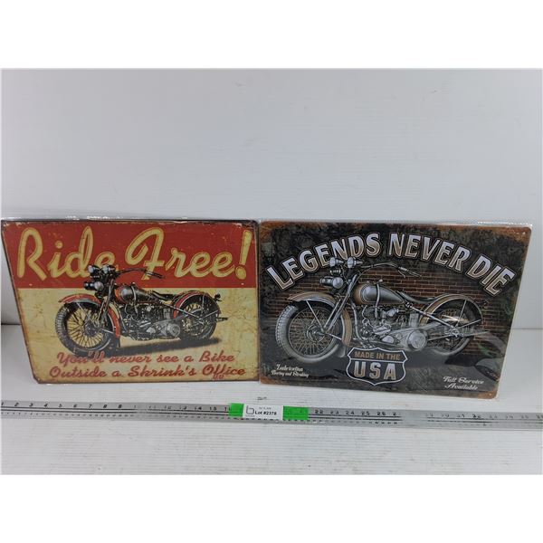 Ride Free & Legends Never Die Metal Signs 16" x 11"
