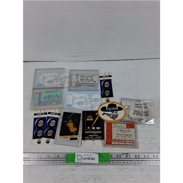 Vintage Hockey Tickets, Saskatoon Outlaws Patch, Rising Stars Card