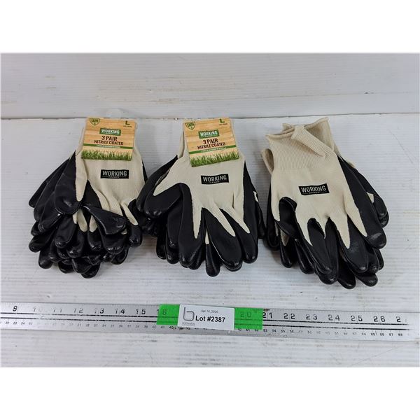 (8) Pairs of Work Gloves - Size L